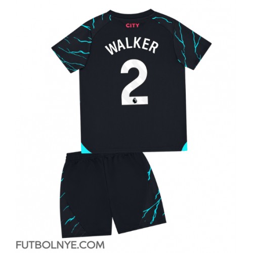 Camiseta Manchester City Kyle Walker #2 Tercera Equipación para niños 2023-24 manga corta (+ pantalones cortos)